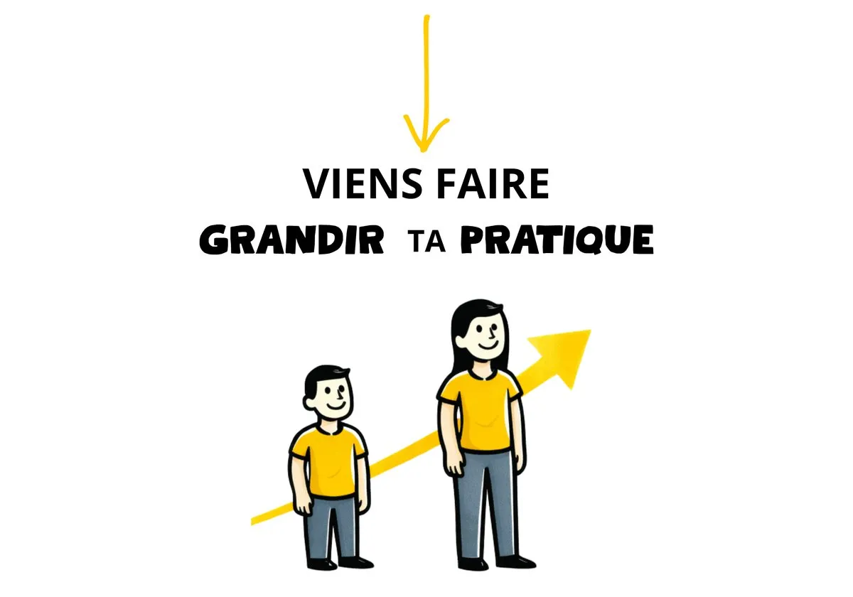 Illustration : deux personnes progressent le long d’une flèche montante